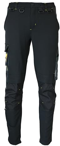 Atomic Workwear Slim Fit Stretch Work Trousers for Men – Lightweight 4-Way Stretch, Cordura Knee Pad Pockets, Water Repellent, Cargo Pocket, Elasticated Waist Work Pants
