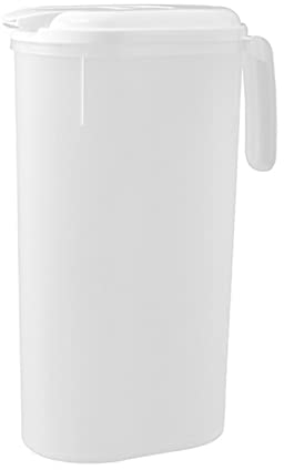 Pla-stics Jarra para nevera, jarras refrigerador con tapas, jarra jugo con tapa, jarra agua con tapa y vertido, recipientes jugo 1.8/2.4 L para agua, té y bebidas