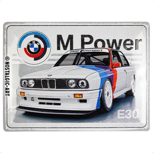 Nostalgic-Art Retro Blechschild, 30 x 40 cm, BMW Motorsport – M Power E30 – Geschenk-Idee für BMW Accessoires Fans, Original Lizenzprodukt (OLP), aus Metall, Vintage Design, Blechschilder Sprüche | Original BMW Lizenzprodukt (OLP), aus Metall, Vintage Design, Blechschilder Sprüche, Geschenk-Idee für BMW-Fans
