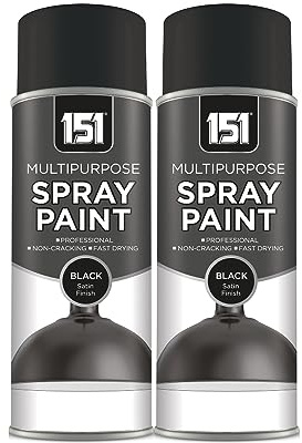 2 x 400ml 151 Multipurpose Spray Paint Black Satin All Surfaces