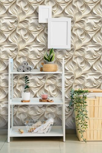 weiseni Peel and Stick Wallpaper Flat 3D Effect Interior Wall Décor Contact Self Adhesive Removable Wallpaper Renter Friendly for Bedroom Living 17.7in x 6.6ft（Not Textured Wallpaper）
