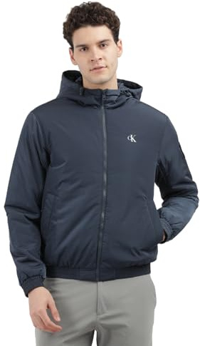 Calvin Klein Jeans Uomo Giacca Padded Hooded Giacca da Mezza Stagione, Blu (Ink), S
