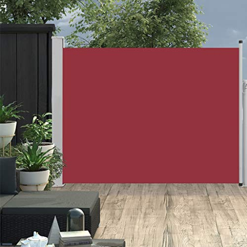 ARKEM Ausziehbare Seitenmarkise 140×500 cm Rot für Balkon, Garten und Terrasse, Sichtschutz, Windschutz, Wasserdicht, Sonnenschutz
