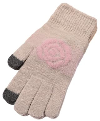 SMED Fingerhandschuhe Kältebeständige Woll-Herren- und Damen-Touchscreen-Handschuhe Outdoor-Radfahren Warme Strickhandschuhe Khaki Einheitsgröße