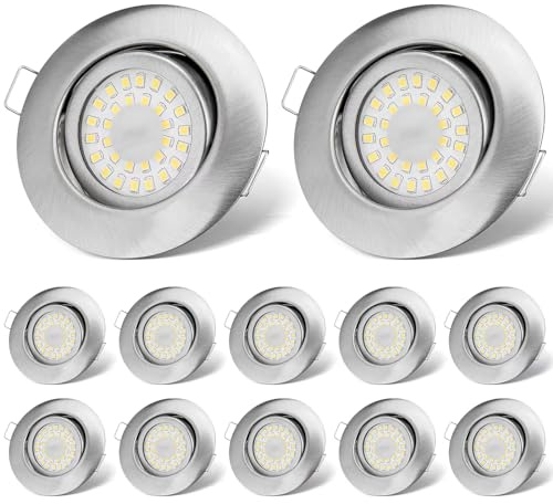 cloksh LED Einbaustrahler 230V Flach Dimmbar LED Spots 6W IP44 Bad Einbauleuchten Deckenspots Deckenstrahler,Neutralweiß 4000K Schwenkbar Einbauspots für Badezimmer Küche Wohnzimmer,12er Set
