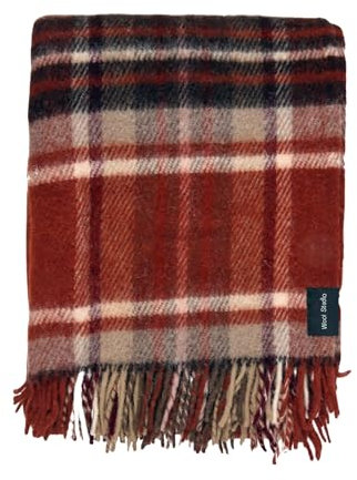 Wool Studio 100% Lambswool Fleece Scotch Design Blanket | Luxurious, Durable, & Versatile. Perfect for Home, Travel, & Outdoor Adventures! Cozy up in Style (COPPER, 150X210 cm)