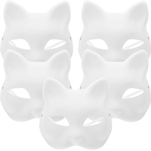 Ciieeo 5stücke Unbemalte Katzenmaske Diy Aus Papier Blanko Handbemalte Masken Für Halloween Karneval Und Cosplay Kreatives Bastelmaterial Für Kunstprojekte Und Feste