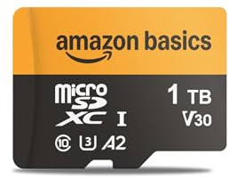 Amazon Basics 1TB microSDXC Card with Adapter for Smartphones, Full HD, Tablets, Drones, Action Cameras, Read Speed Up to 200MB/s, 1-Pack
