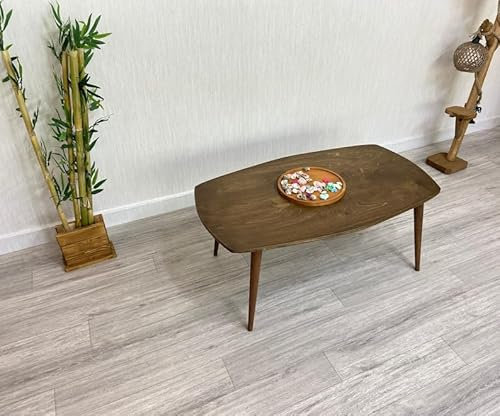 Nachttisch, Couchtisch, Holz, moderner Stil, ovaler Couchtisch, Walnusstisch, rechteckiger Tisch, KONISCHE Beine (DUNKLER WALNUSSBAUM, KLEIN = 22 x 13,5 x 16)