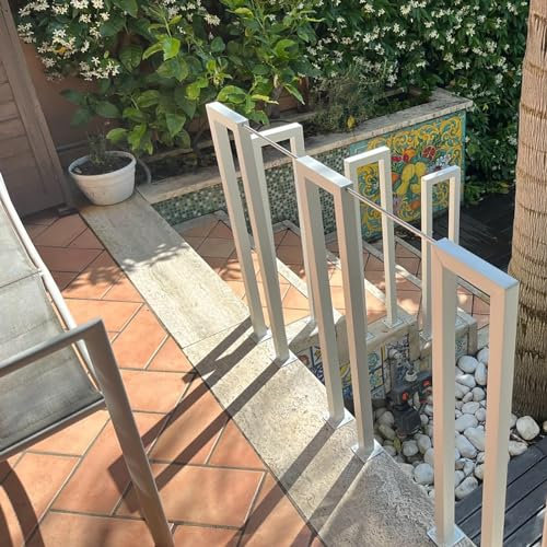 Garde Corps Escalier Interieur en Forme de U, Main Courante pour Escalier en U, Rambarde Intérieur, 35 à 110 cm, Rampe d'escalier en fer forgé (blanc a, 35 cm)