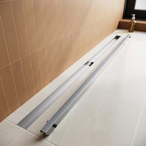 SUNXURY Duschrinne 80cm, Edelstahl Bodenablauf Komplettset, mit Geruchsstop und 360°Siphon Haarsieb, Extra Ultraflach