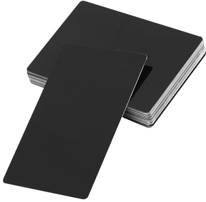 50 Stück Metall-Visitenkartenrohlinge, Aluminiumlegierung, Beeindruckende Rohlinge, Markierung, Gravierte Visitenkarten, DIY, Geeignet für Schaltung, Individuelle Gravur, (BLACK)