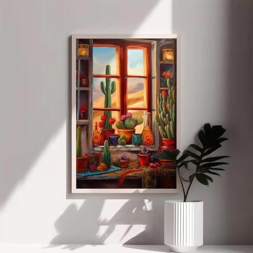 Moderne Mexikanische Mexiko Kaktus Wand Kunst Wasserdichte Poster Drucke Leinwand Malerei Bilder Für Wohnzimmer Schlafzimmer Wohnkultur 50X70Cm Kein Rahmen
