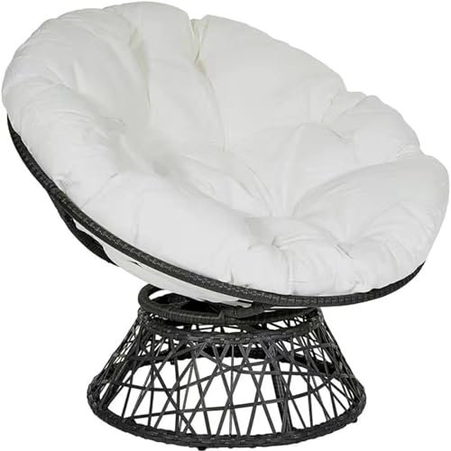 Hängendes Papasansessel Sitzkissen für Rattanmöbel und Gartenstuhl, Weiß, 150 x 150 cm