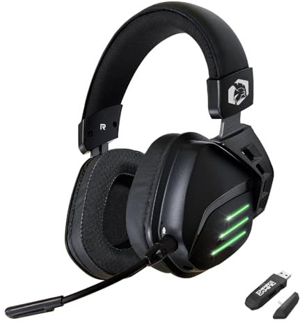 EMPIRE GAMING - Nouveau 2025 - EH20 Casque Gaming sans Fil Wireless WiFi 2.4 GHz Filaire avec Microphone Détachable - PC / PS5 / PS4 / Mac/Switch - Son Stéréo Surround 7.1