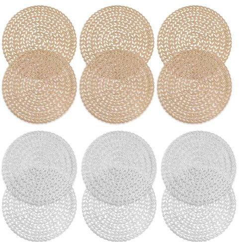 Posavasos Redondos De 12 Piezas, Posavasos De Mesa Aislados, Juego De Posavasos Dorado Plateado, Manteles Individuales De Pvc, Almohadillas Protectoras De Mesa