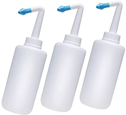 Flacon de Lavage Nasal Bébé 3 Pièces 300ml en Plastique Blanc | Nettoyage du Nez, Système D'irrigation, Simple Opération, Léger et Portable, pour Bébé