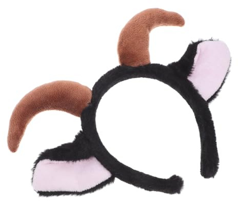 FRCOLOR Fascia Per Chioma a Forma Di Agnello e Pecora Con Corna Di Capra in Peluche, Fascia Per Orecchie Di Animale Elastica Per Bambini e Adulti, Accessorio Per Costume Da Festa Halloween e Natale