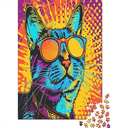 Puzzle Farbenfrohes Niedliche Katze Geschicklichkeitsspiel Erwachsene Puzzles Tier Clevere Rätsel Puzzle 1000 Teile Impossible Puzzle Für Erwachsene Kinder 1000pcs (75x50cm)