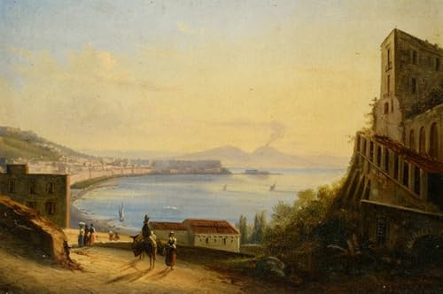 PMEFGJDPE Famoso Stampa Pittura Arte Murale Della Pittura Vista de Nápoles desde Fosillipo de Giacinto Gigante per L'arredamento del Soggiorno 60x90cm