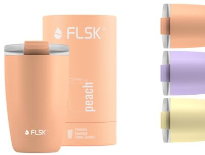 FLSK Kaffeebecher – Premium coffee to go-Becher aus Edelstahl – 100 % auslaufsicher, BPA-frei & doppelwandig – hält 3 h heiß (peach, 350 ml)