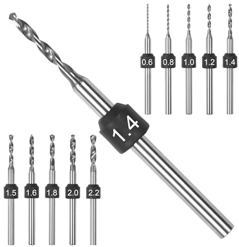ARROWMAX PCB Bohrer Set, Größenmarkierung, 0.6mm-2.2mm, 2.35mm Schaft, Hartmetall Mikrobohrer, Lochbohrer für DIY, Schmuck, Bernstein, Perlen, PCB Platine, Plastik (Set A)