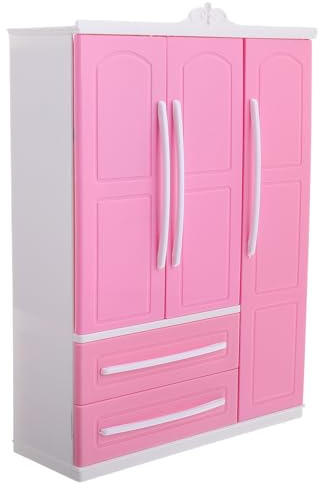 CIYODO Doll Kleiderschrank Für Puppen Möbelstück Kleiderbügeln Für Puppenkleidung Dekoratives Und Funktionales Accessoire Für Puppenhaus Farbauswahl