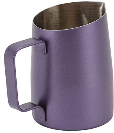 WPKD BLUEIY Mousseur à lait en acier inoxydable - 600 ml - Avec bouche incisive - Pichet à mousse de lait professionnel pour café - Violet