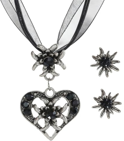 xianshi 3 Stück Trachtenschmuck Damen,Oktoberfest Accessoires,Dirndl Accessoires Damen,Schmuck ZubehöR Set,Kette Haarreif Haarschmuck Haarschmuck KostüM