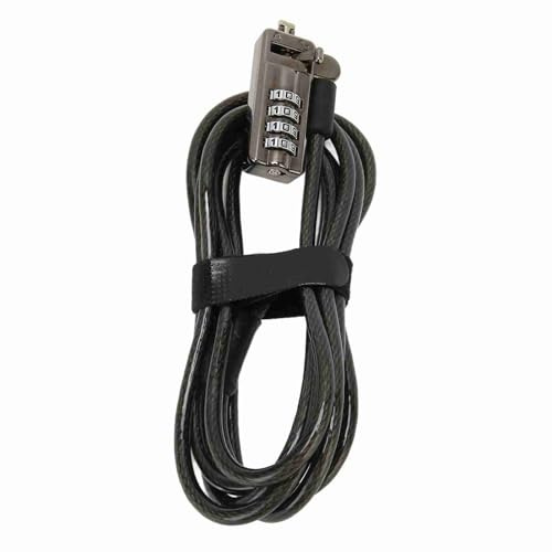 Plyisty Computer Laptop Cable Lock, Anti Theft Keyless Combination Security Lock, with 4 Digit Password Protection, Built in Slot Locking Hole (Black)