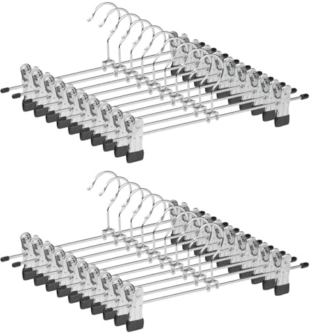 Perchas Metálicas para Pantalones 42 Unidades, 35.5cm de Largo Perchas Metal con Pinzas Clips Antideslizantes para Pantalones, Ropa Interior, Faldas, Calcetines (42 Unidades)