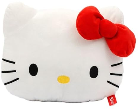 Cojín Infantil Calientamanos 3 en 1 Stitch, Hello Kitty, Minnie, Angel, Sonic, Spiderman y Creeper | Almohada Suave con Aberturas Laterales | Peluche Decorativo Infantil 35x35x15 cm (Hello kitty)