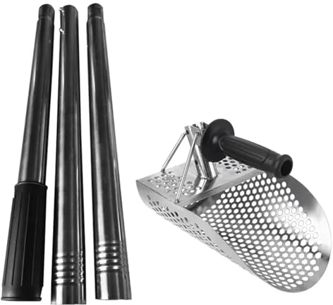 Rastrillo para Pulgas de Arena Pala de Arena Mango Largo, Resistente, con detección Metales, Mano for la búsqueda Tesoros submarinos