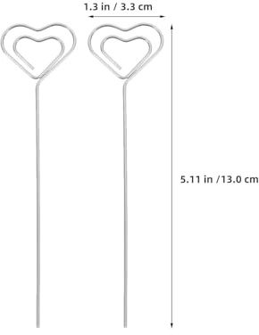 STOBAZA 60piezas Porta Notas Adhesivas Forma de Corazón Clip de Alambre Metálico para Notas Soporte para Tarjetas Forma de Corazón para Arreglos de Flores Bodas y Decoración de Mesa