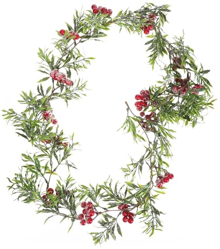 TOYANDONA Rama de Hiedra Navideña Artificial de Ratán Decoración Hogar Bayas Rojas Enredadera de Bayas para Colgar Ventanas para Fiesta de Navidad