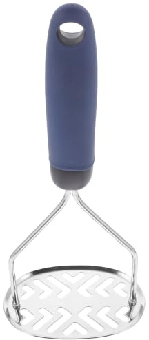 Lurrose Presse-purée Manuel en Acier Inoxydable 1 Pièce, Écrase-pommes de Terre Antidérapant, Outil Cuisine pour Purée, Broyeur Légumes, Accessoire la Cuisine Solide, Coloris Bleu Profond