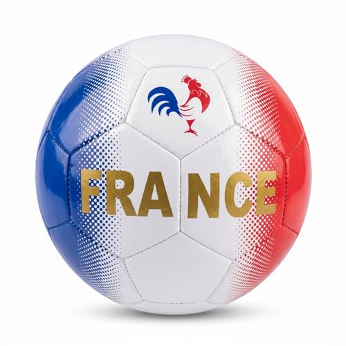 SaoTi Ballon de football taille 5 en cuir cousu à la machine 22 cm - Motifs équipes nationales - Ballons de football pour entraînement, fête et cadeau (France)