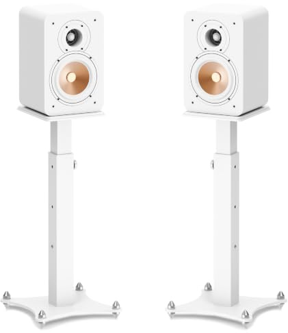 Futrue-Wolker Lautsprecherständer Höhenverstellbar 50-70CM,Universal Weiße Lautsprecher Ständer mit Kabelmanagement,30KG Tragkraf Stabil, 2er-Set