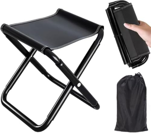 Aliyuhao Sgabello Pieghevole,Portatile Leggero Sedia Pieghevole,Mini Sedia Pieghevoles per Esterni,Sgabello da Campeggio,per Escursioni,Pesca,campeggio con telaio rinforzato in acciaio al carbonio