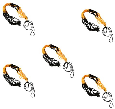 Angoily 5 Pezzi Sacca in Rete Resistente all Usura per Palloni da Calcio e Basket Chiusura Regolabile in Corda e Rete Rinforzata in Nylon per Sport all Aperto
