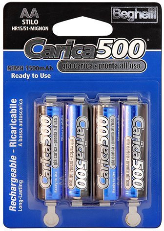 batteria BATTERIE RICARICABILI STILO AA- 1,2 VOLT- BEGHELLI CARICA 500