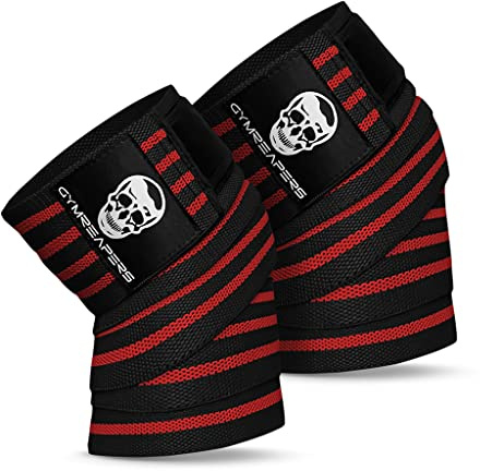 Gymreapers Kniebandagen (Paar) mit Riemen für Kniebeugen, Gewichtheben, Powerlifting, Beinpresse und Cross-Training – flexible 72-Zoll-Kniebandagen für Kniebeugen