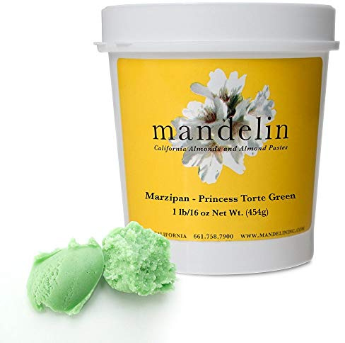 Mandelin Princess Torte Green Marzipan Modeling Paste, 33% Almonds, 67% Sugar (Green, 1 lb)