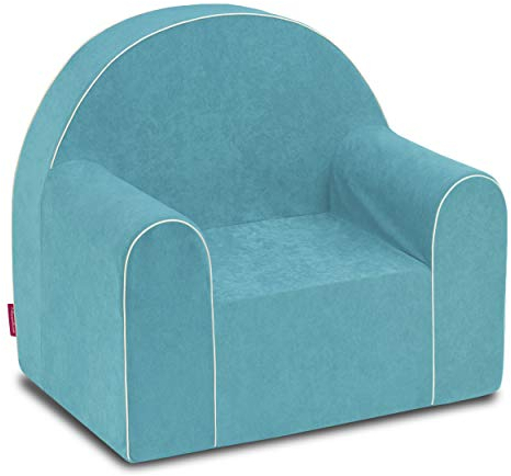 Badum - Kindersessel ab 2 Jahre - Kinder Sessel - Stabil, Bequem, aus Schaumstoff - mit Abnehmbarem Bezug, Waschbar - Geschenkidee, Geschenk zum Geburtstag für Mädchen, Junge - Hellblau