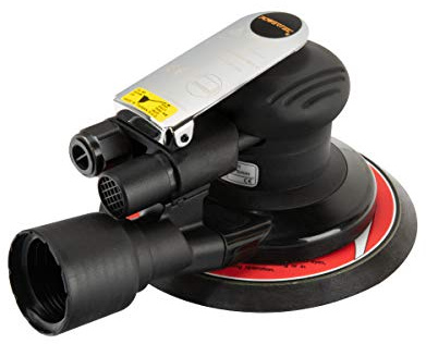 POWERTEC AS63160 Pro Series 6 in Random Orbital Sander - Pneumatic Vacuum Palm Sander 6” x 3/16” Diameter Tool