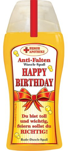 Spaß Duschbäder Duschgel Shampoo -Anti Falten Happy Birthday - Geschenk für Männer Frauen | Geburtstagsgeschenk mit Zahlen zum runden Geburtstag