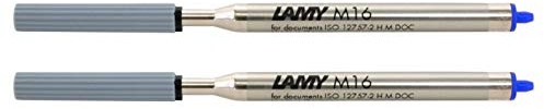 LAMY M16 2er Set Kugelschreiber-Großraummine aus Metall - Original Ersatzmine für alle Lamy Kugelschreiber Modelle - dokumentenecht - Strichbreite Fein in Tintenfarbe blau