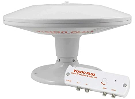 Vision Plus Status 350 Omni-Directional Digital TV, FM and DAB Antenna with VP3 Amplifier Latest Model Mobile Television Aerial Perfect for Caravans Boats Motorhomes etc (350-1m TV & Radio)