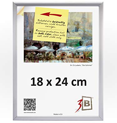 3-B Cornice ALU FOTO 18x24 cm - argento opaco - cornice per in alluminio foto con vetro acrilico