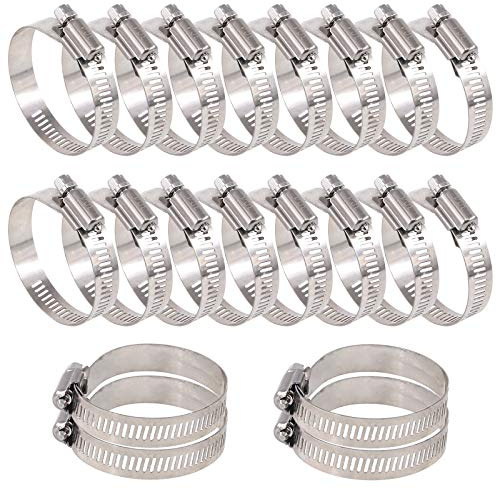 Glarks - Set of 20 Adjustable 304 Stainless Steel Worm Gear Hose Clamps 33-57mm Fuel Line Clamp for Water Pipe, Plumbing, Application